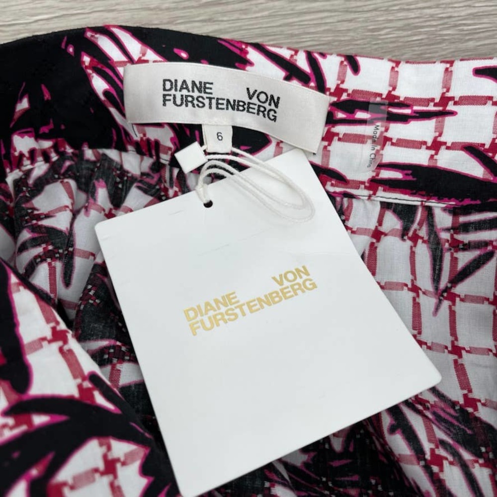NWT - DIANE VON FURSTENBERG Lucia Tiered Cotton Midi Skirt in Palm White - Sz 6 - Picture 8 of 12